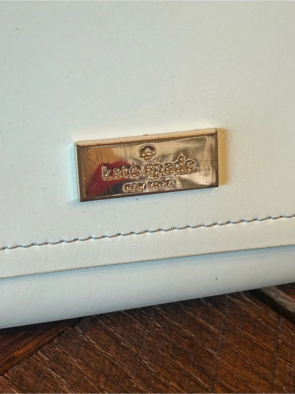 Kate Spade Leather Crossbody with Gold Logo Plate - mint green
